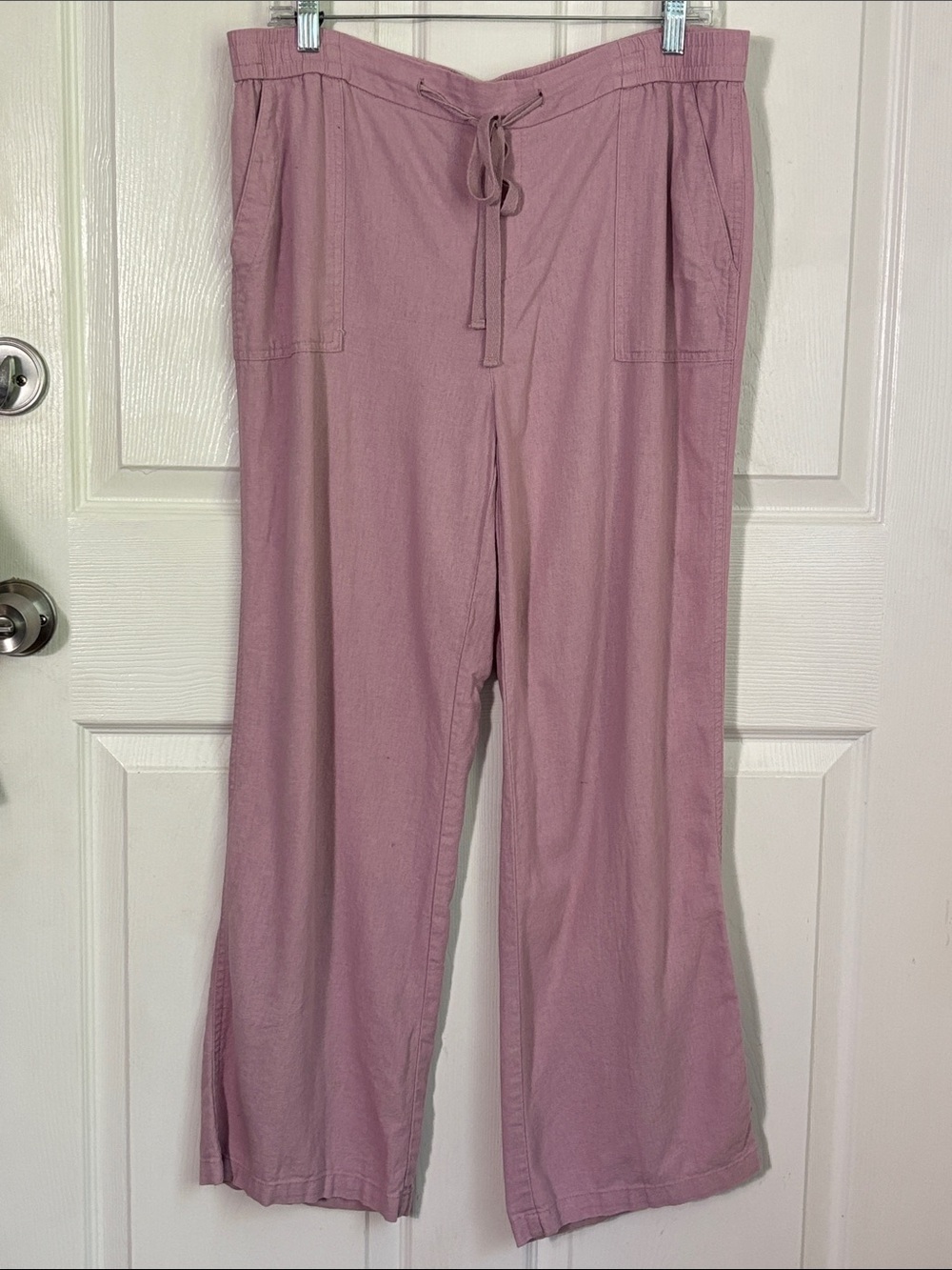 Land n Sea Linen Blend Pull on Wide Leg Pink pants Sz Large breezy summer fit
